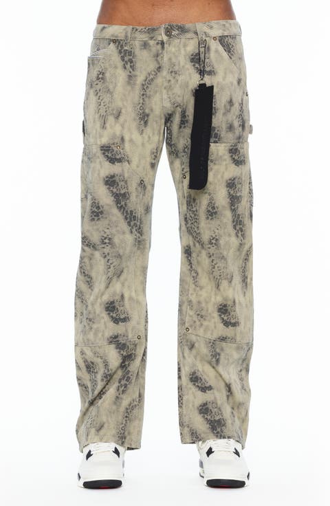 Grunge Leopard Baggy Fit Cargo Jeans