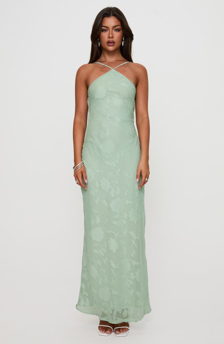 Princess Polly Zoelle Floral Jacquard Strappy Back Gown, Alternate, color, 