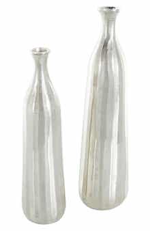 VIVIAN LUNE HOME Set of 2 Tall Metal Vases