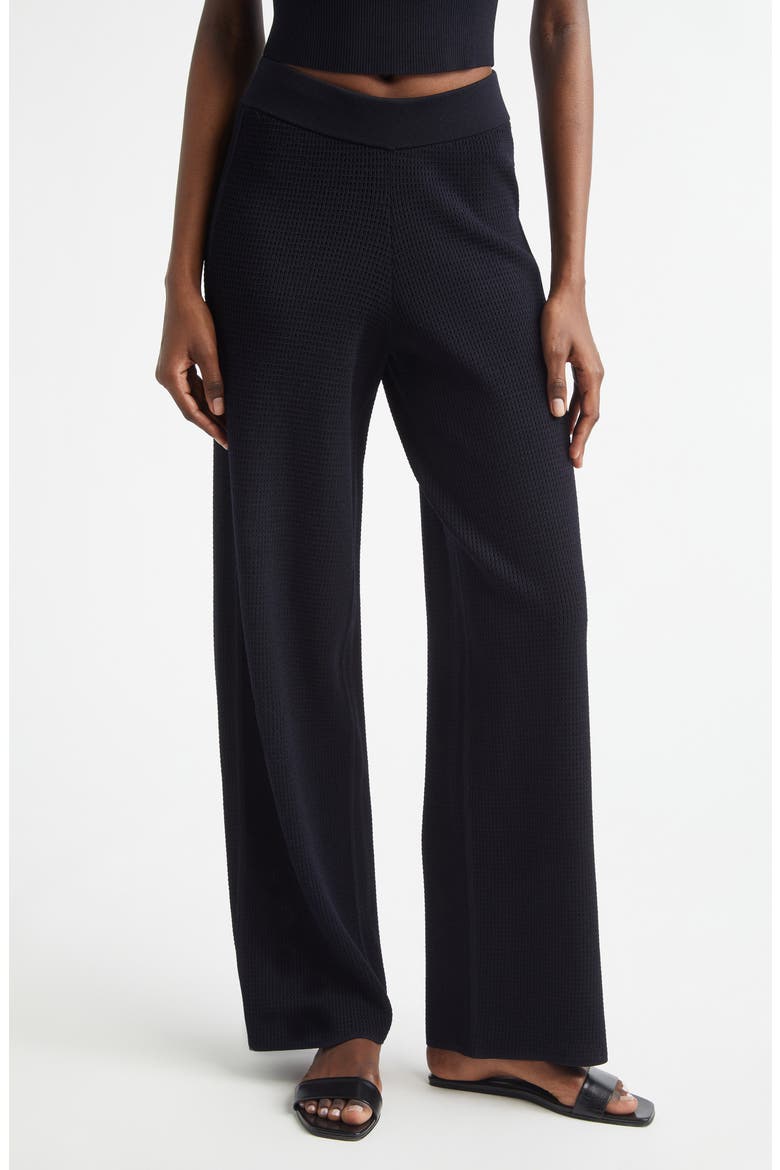 Banks Waffle Stitch Wide Leg Pants, Main, color, NAVY