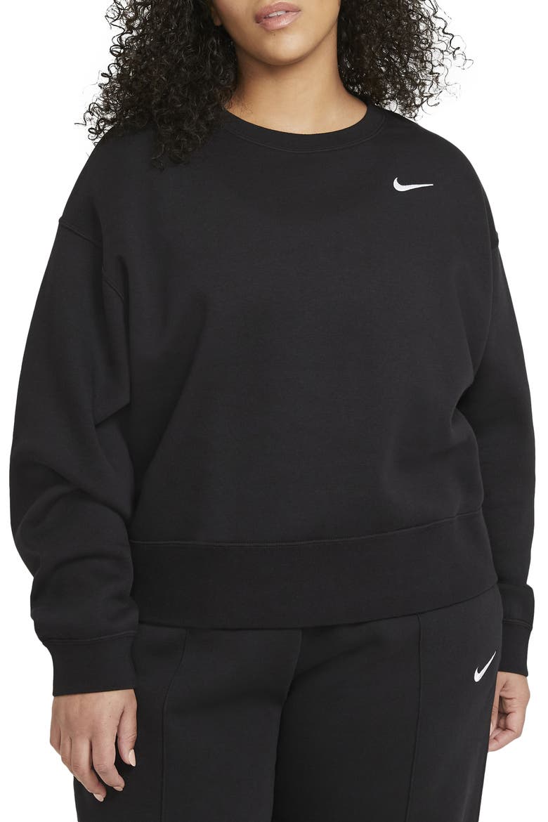 Sportswear Fleece Crewneck Sweatshirt, Main, color, BLACK/ WHITE