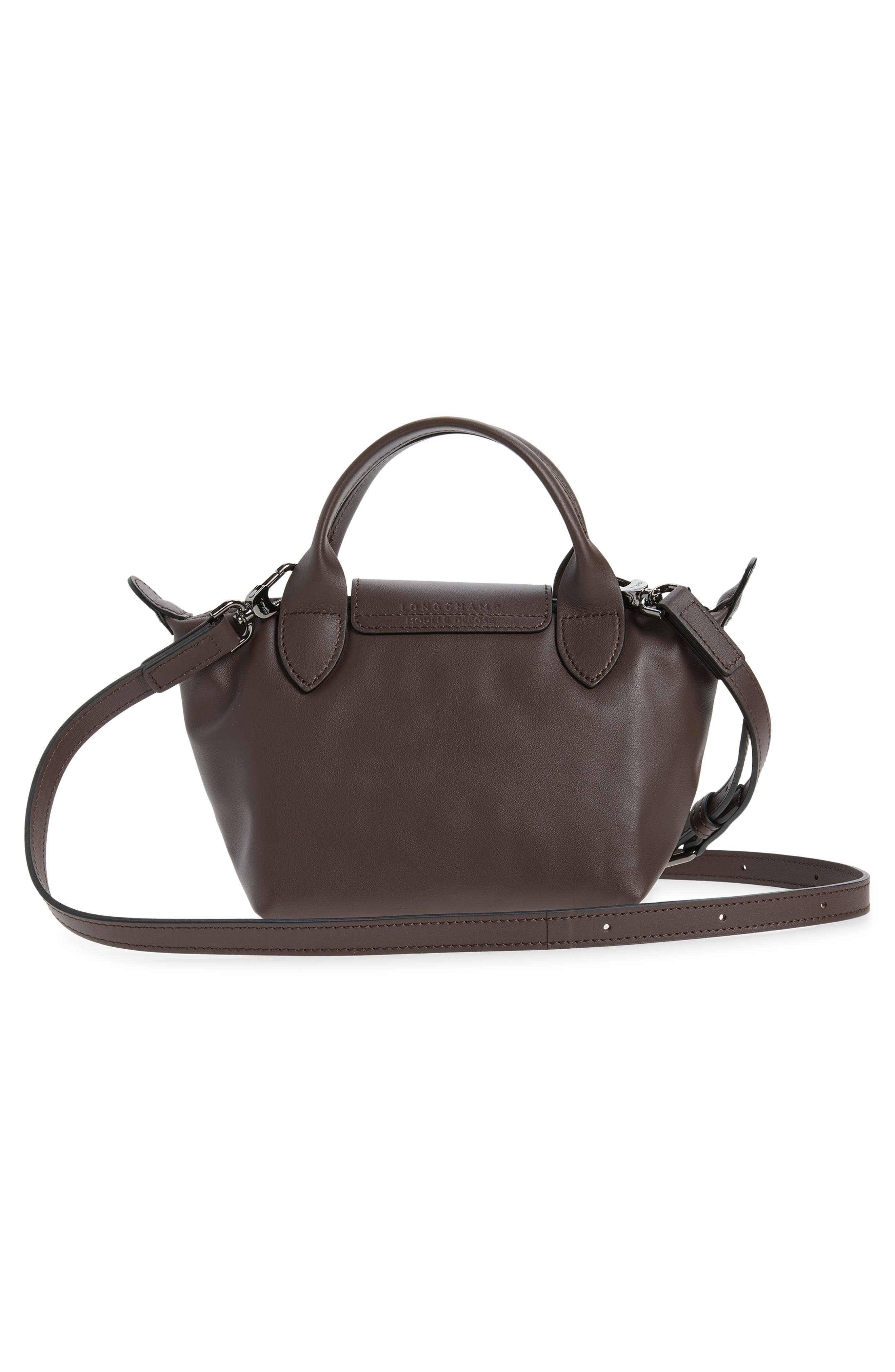 Longchamp Extra Small Le Pliage Xtra Leather Top Handle Bag, Alternate, color, Mocha