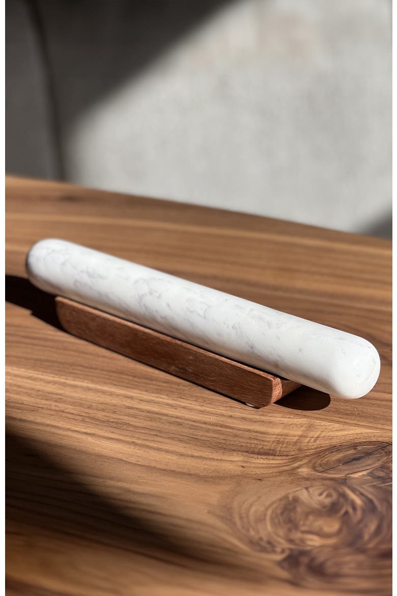 Marble Rolling Pin & Wood Base, Alternate, color, White