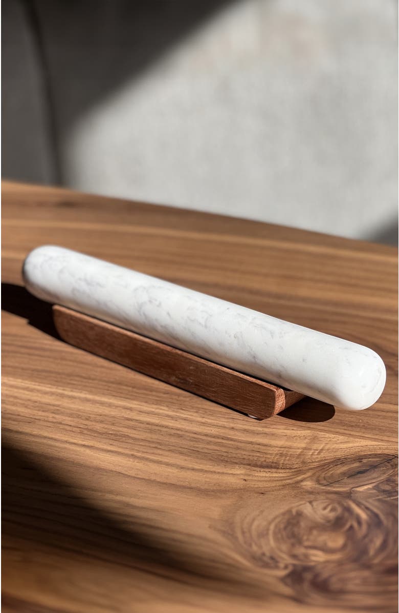 Verve Culture Marble Rolling Pin & Wood Base, Alternate, color, White