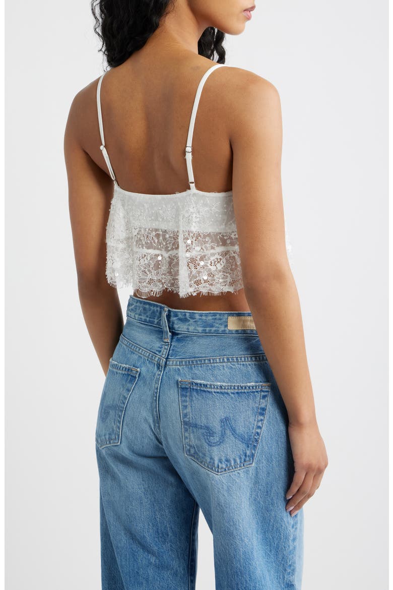 Desert Nights Sequin Crop Sheer Lace Camisole, Alternate, color, IVORY