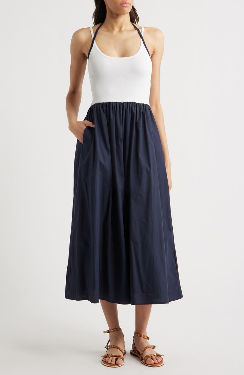 MOON RIVER Halter Tank Mixed Media Dress, Main, color, 