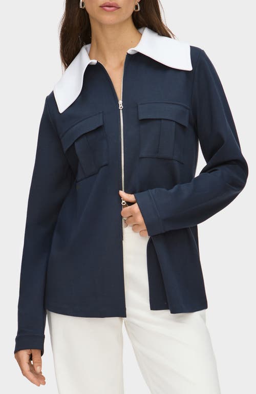 Aligne Tam Ponte Contrast Collar Jacket In Blue