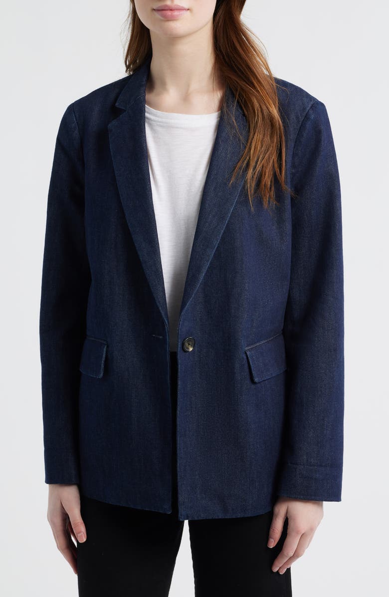 rag & bone Jennie One-Button Denim Blazer, Alternate, color, Indigo