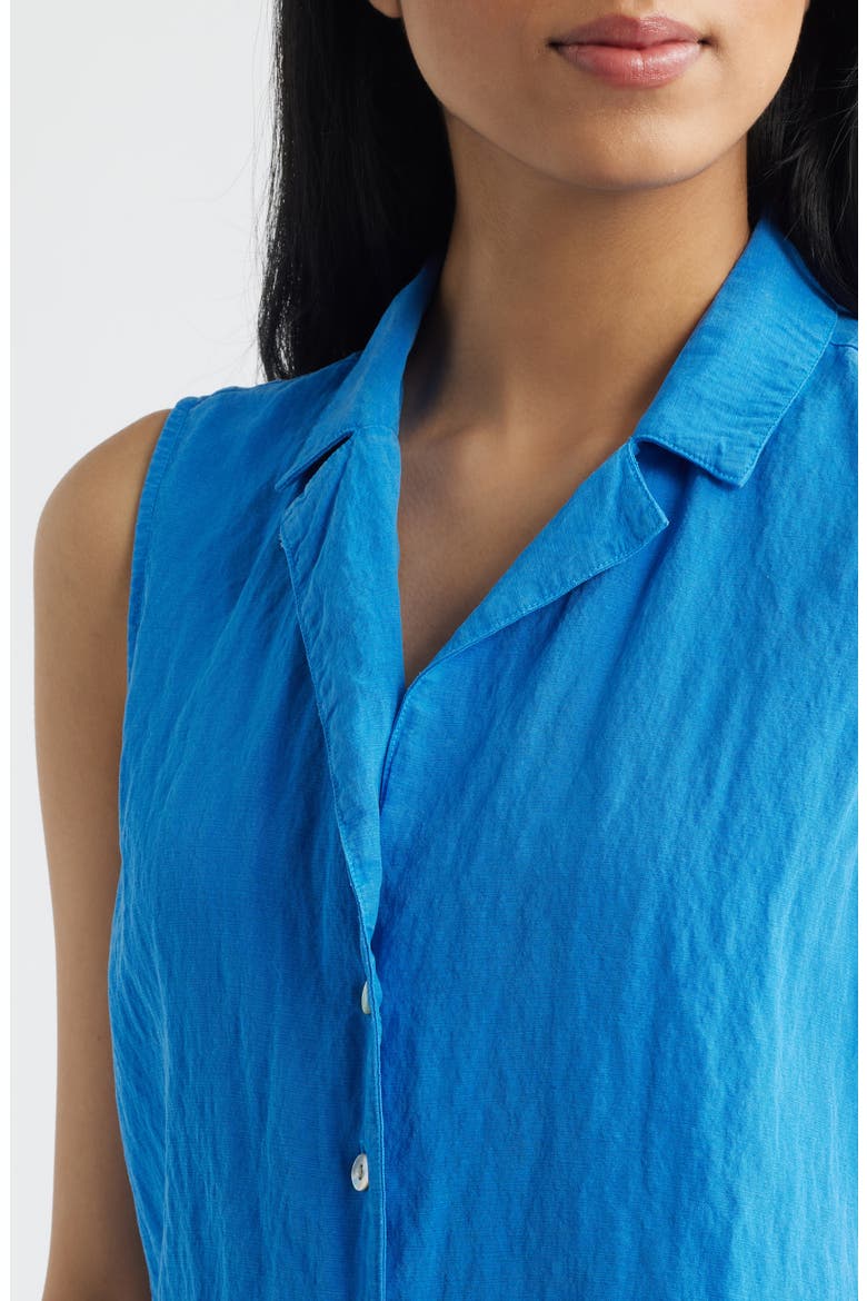 Notch Collar Sleeveless Button-Up Shirt, Alternate, color, SALTWATER