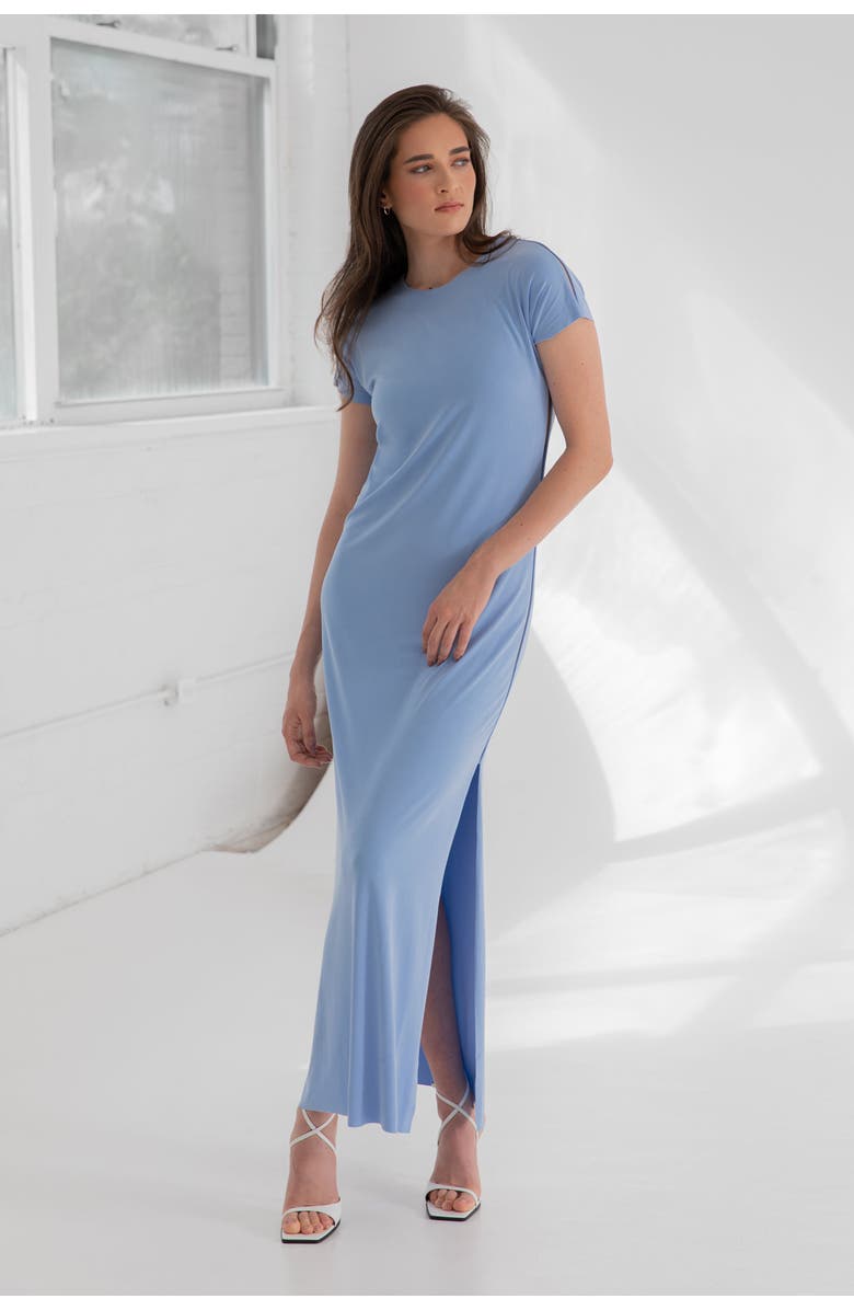 KADA The Cupro Infinity Tee Maxi Dress, Main, color, Sky