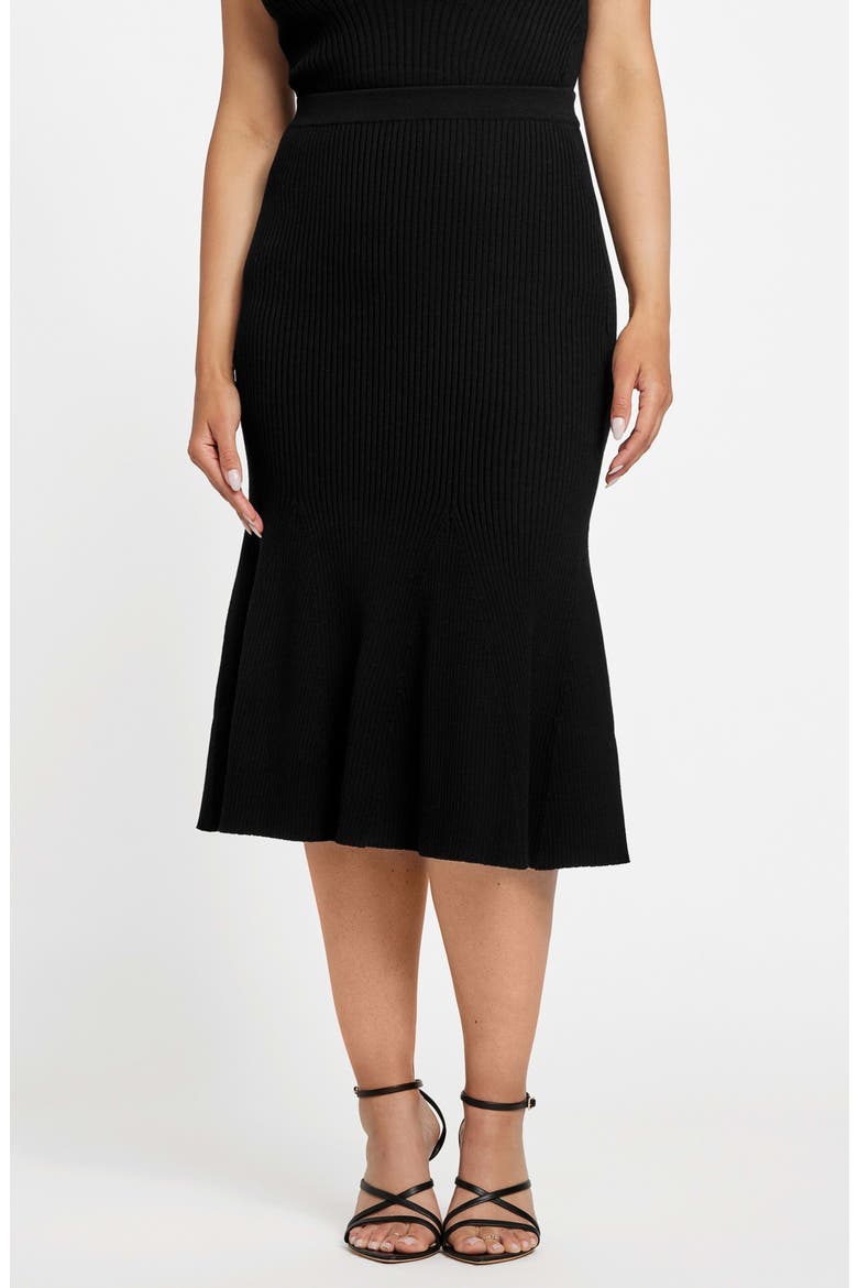 Agathe Rib Flare Sweater Skirt, Main, color, BLACK-BLACK