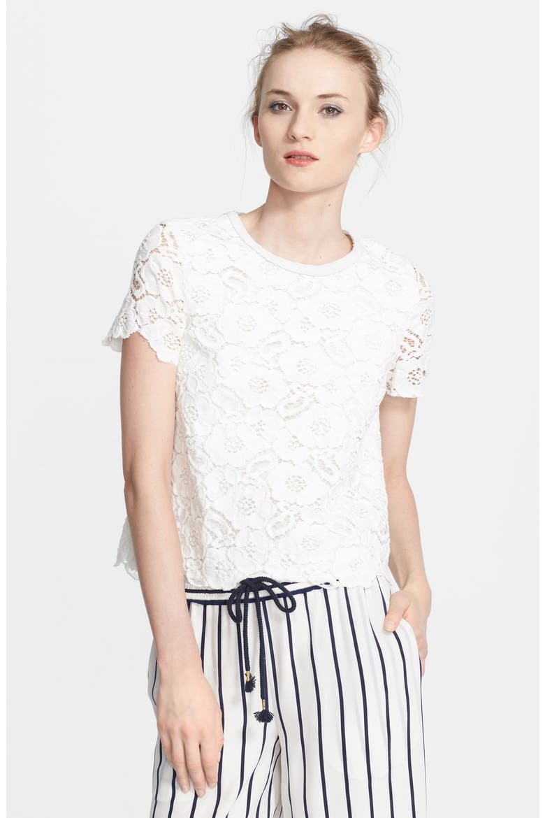 'Autumn' Lace Top, Main, color, SOFT WHITE