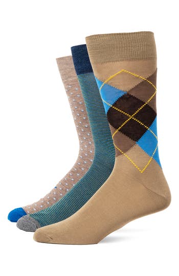 Lorenzo Uomo Assorted 3-pack Crew Socks In Multi
