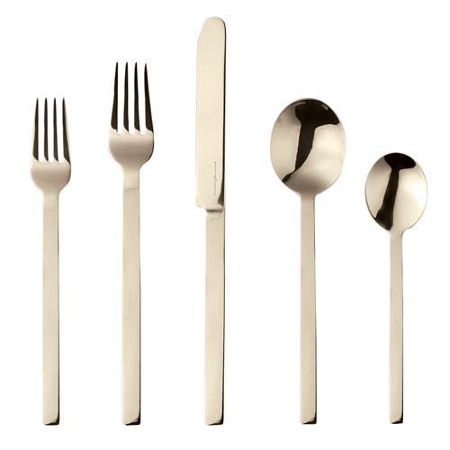 Mepra Stile Ice Oro Nero 5-piece Flatware Set In Gold