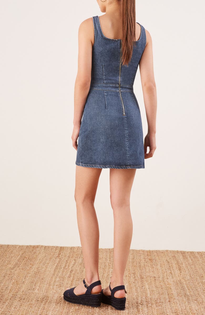Reformation Parker Denim Pinafore Dress, Alternate, color,