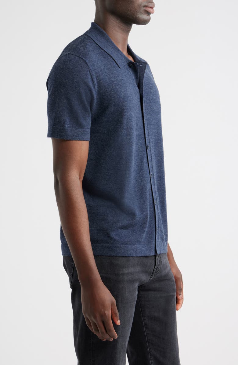 Nordstrom Short Sleeve Button Front Cardigan, Alternate, color, Navy Still Heather