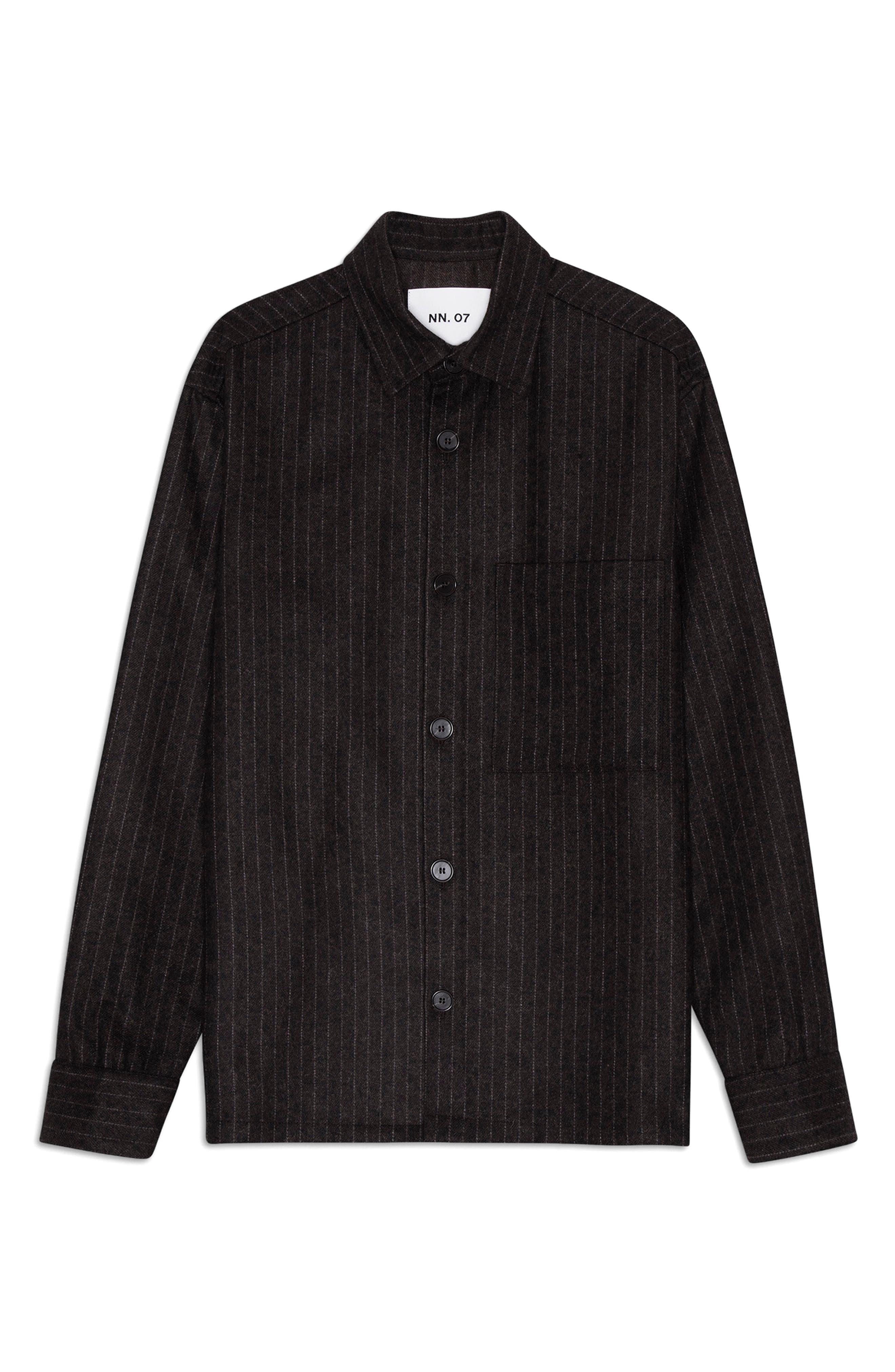 NN07 Freddy 1630 Pinstripe Wool Blend Button-Up Shirt Jacket