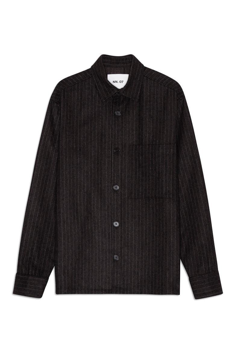 Freddy 1630 Pinstripe Wool Blend Button-Up Shirt Jacket, Main, color, BROWN STRIPE