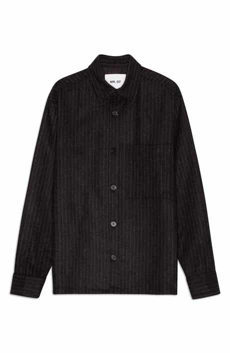NN07 Freddy 1630 Pinstripe Wool Blend Button-Up Shirt Jacket