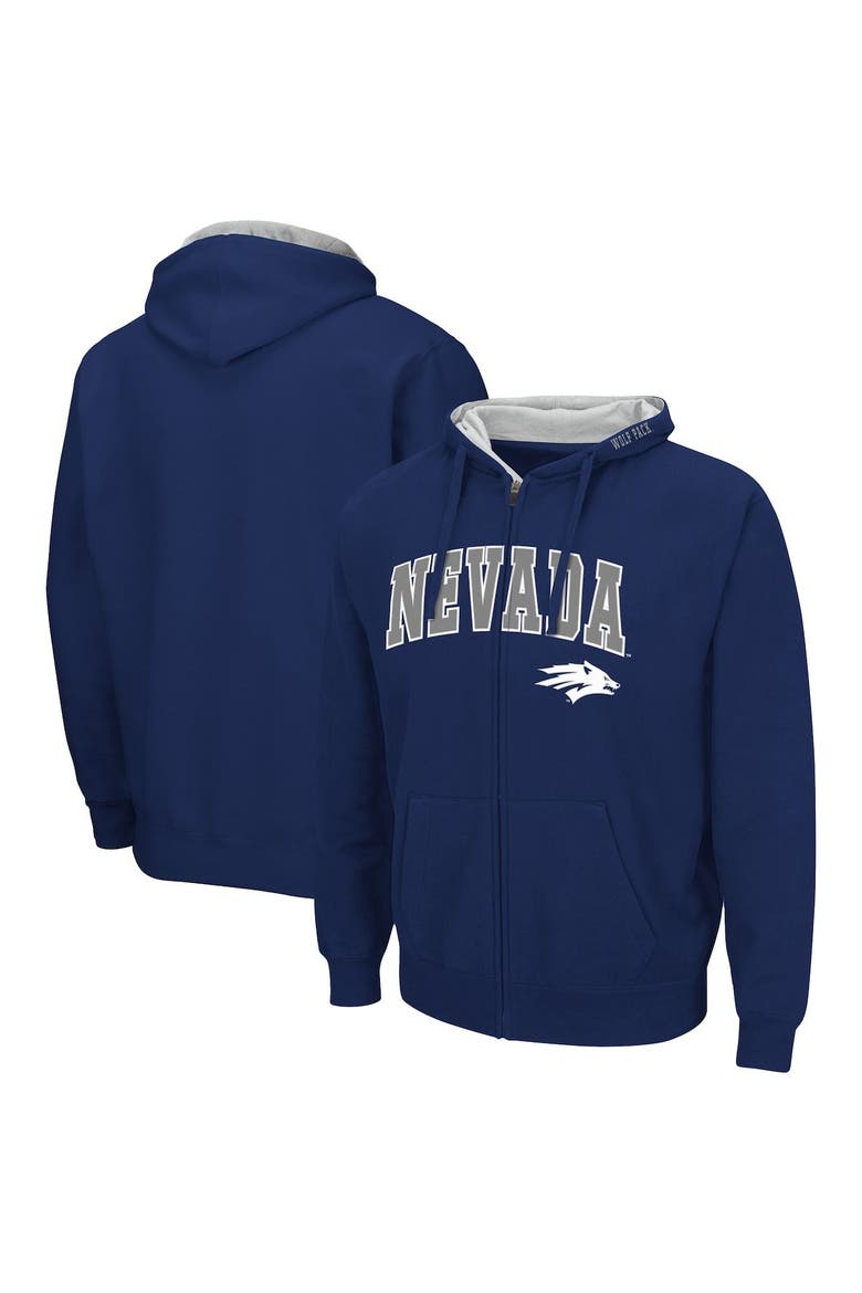Men's Colosseum Navy Nevada Wolf Pack Arch & Logo 3.0 Full-Zip Hoodie, Alternate, color, Navy