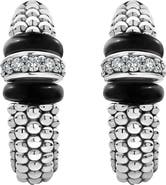 LAGOS Black Caviar Diamond Hoop Earrings