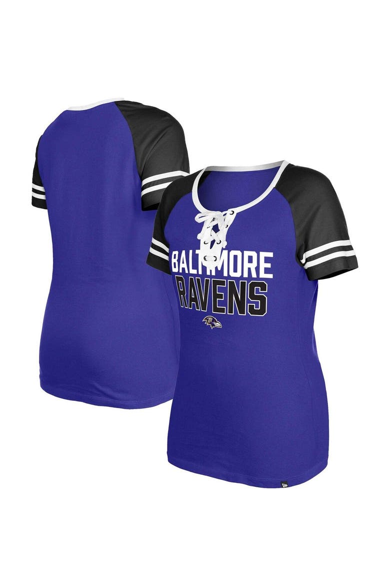Women's New Era  Purple Baltimore Ravens Raglan Lace-Up T-Shirt, Main, color, Purple