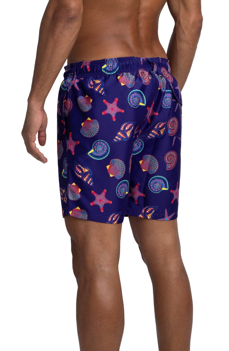 Bugatchi Seashell Print Swim Trunks, Alternate, color,