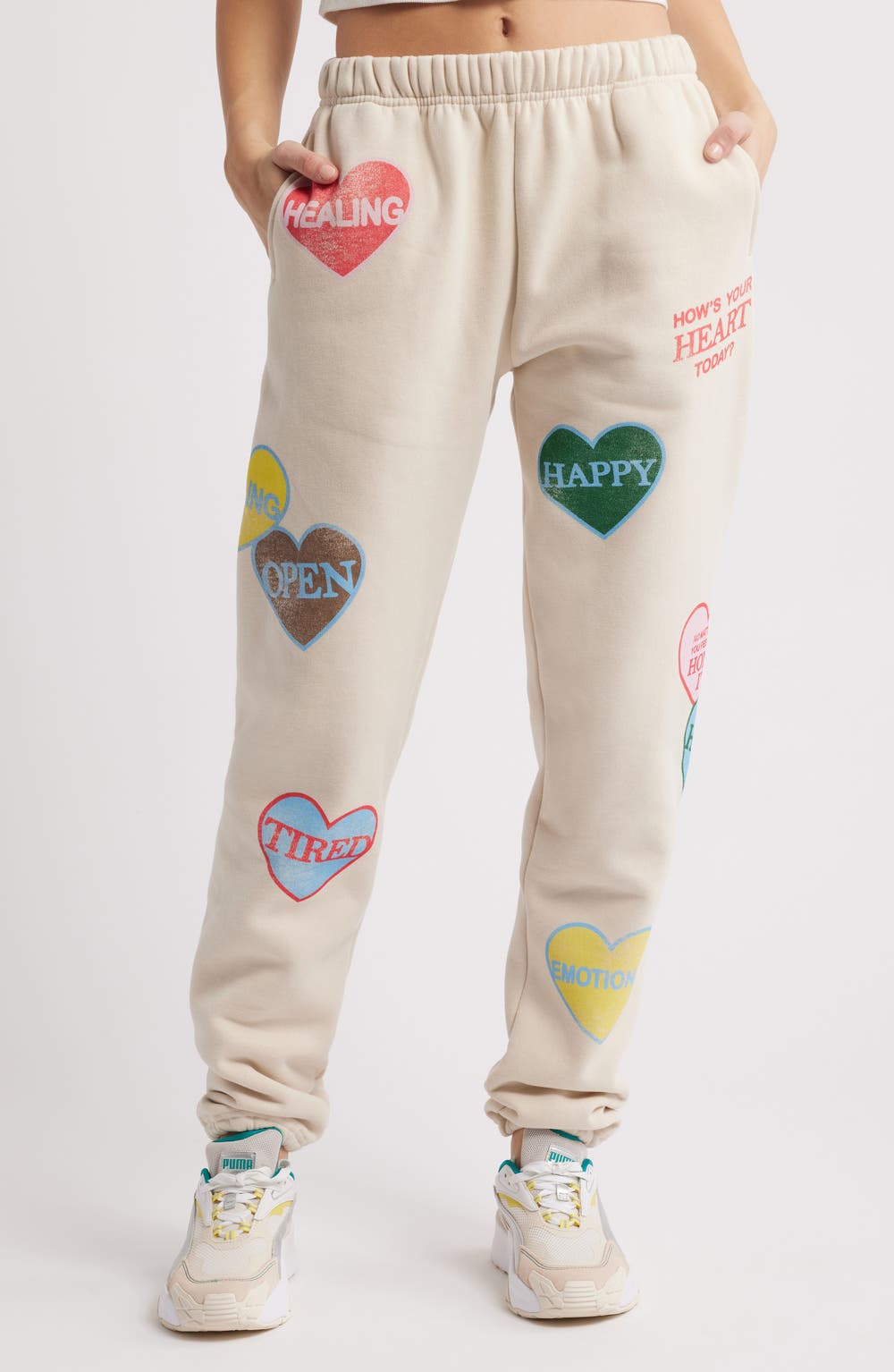How's Your Heart Sweatpants, color, CREAM