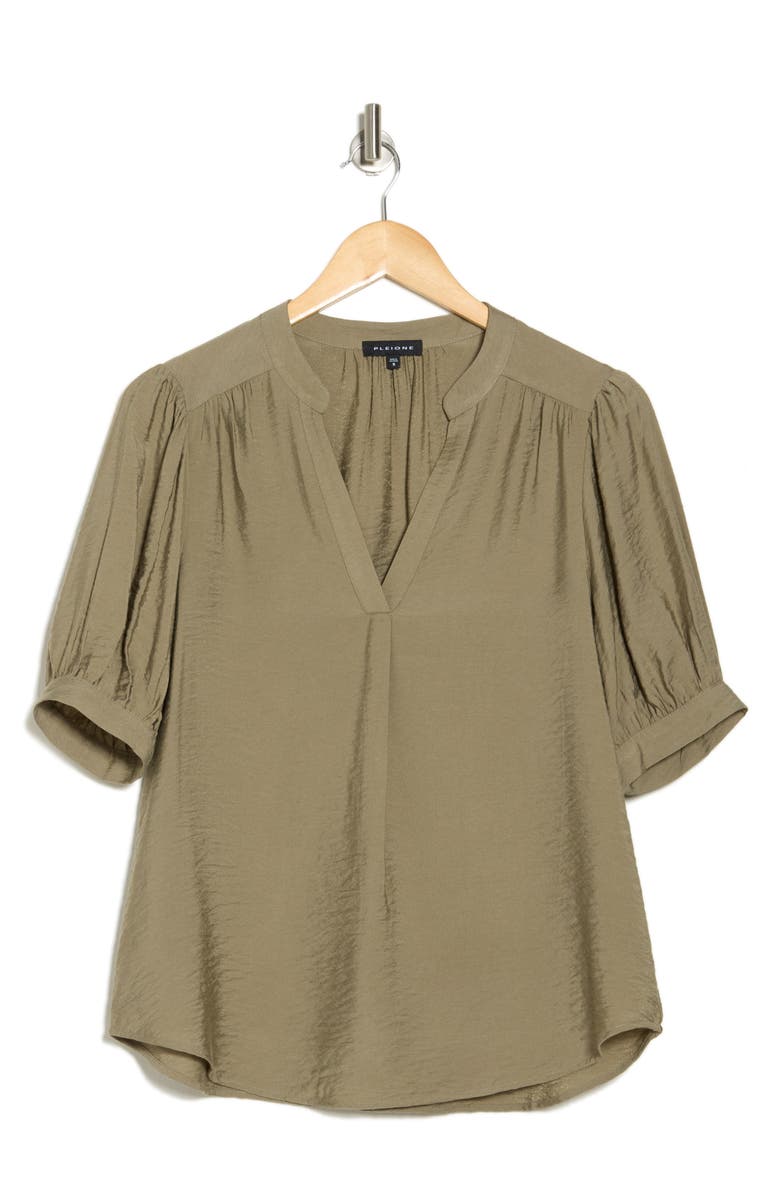 Pleione Textured Tunic Shirt, Alternate, color, Sage Green
