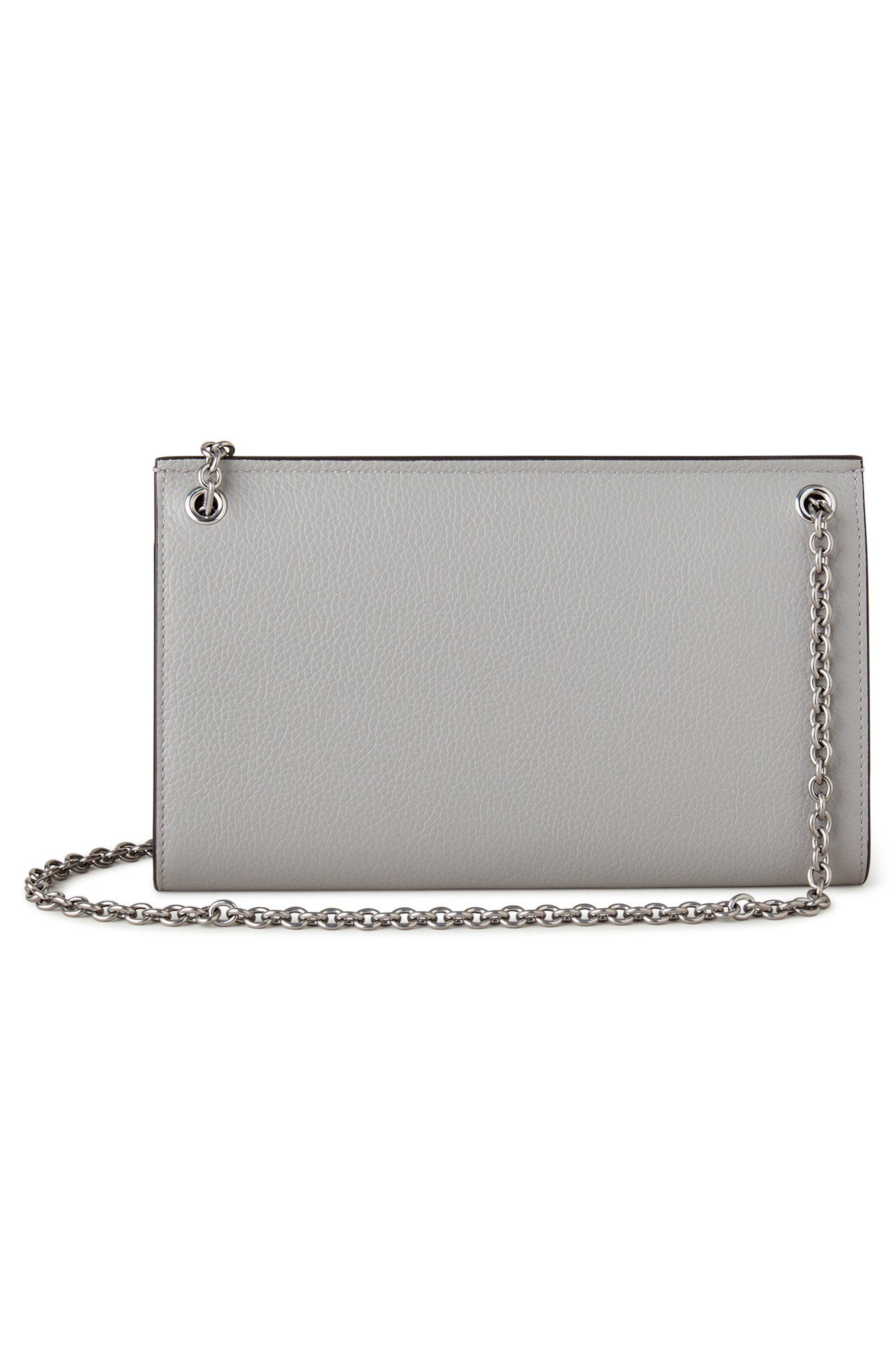 Small Amberley Leather Clutch, Alternate, color, PALE GREY