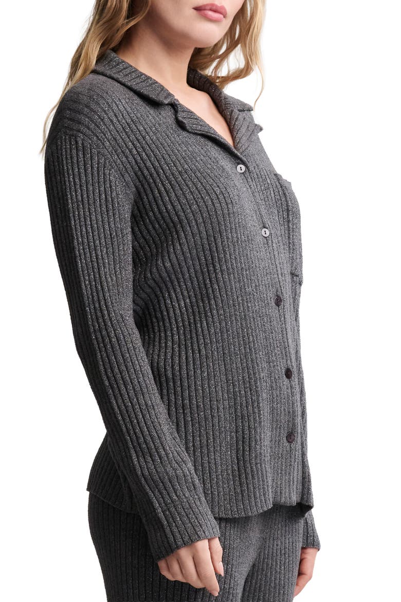 CozyChic® Ultra Lite® Rib Button-Up Shirt, Alternate, color, CARBON