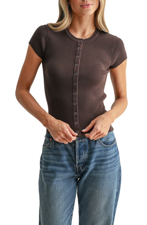Cap Sleeve Rib Knit Cardigan Top