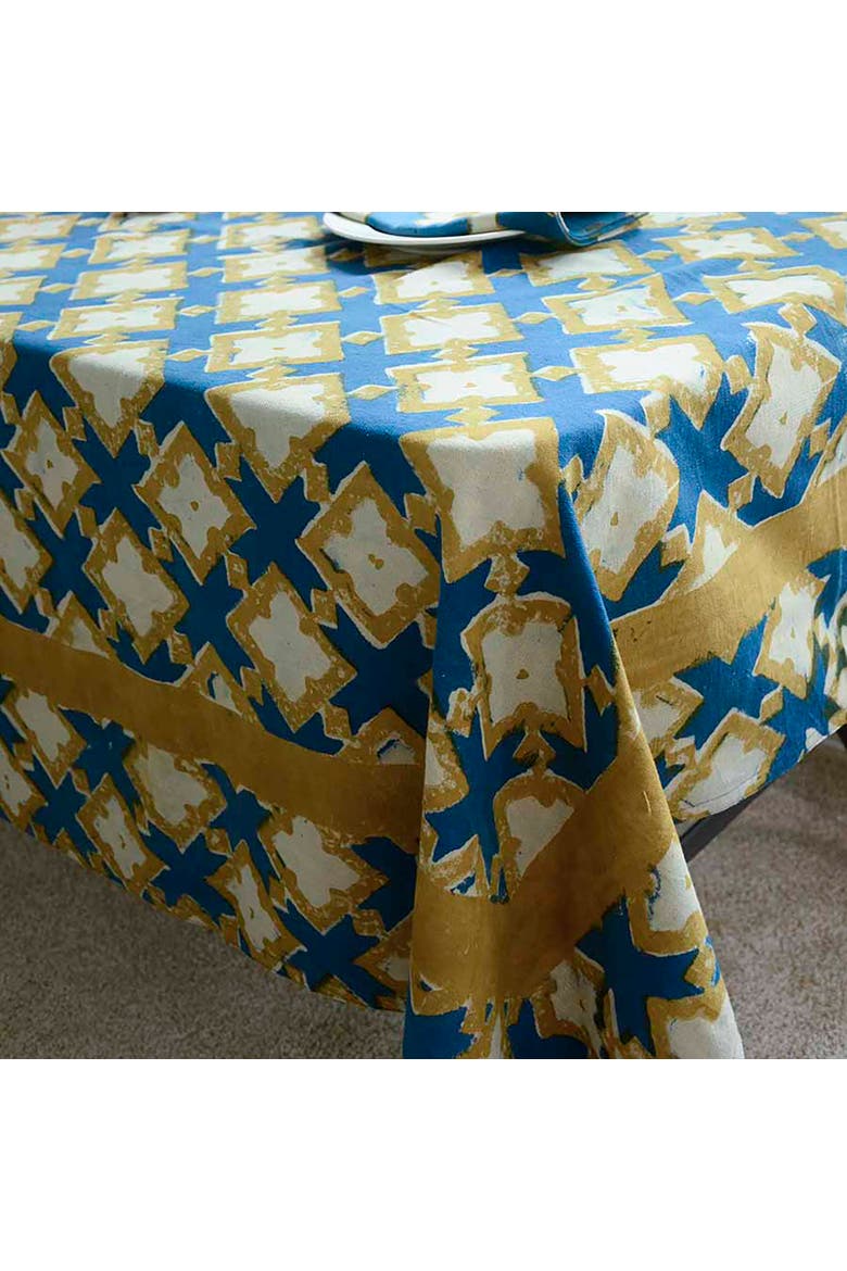 Boho Organic Cotton Tablecloth, Main, color, Blue