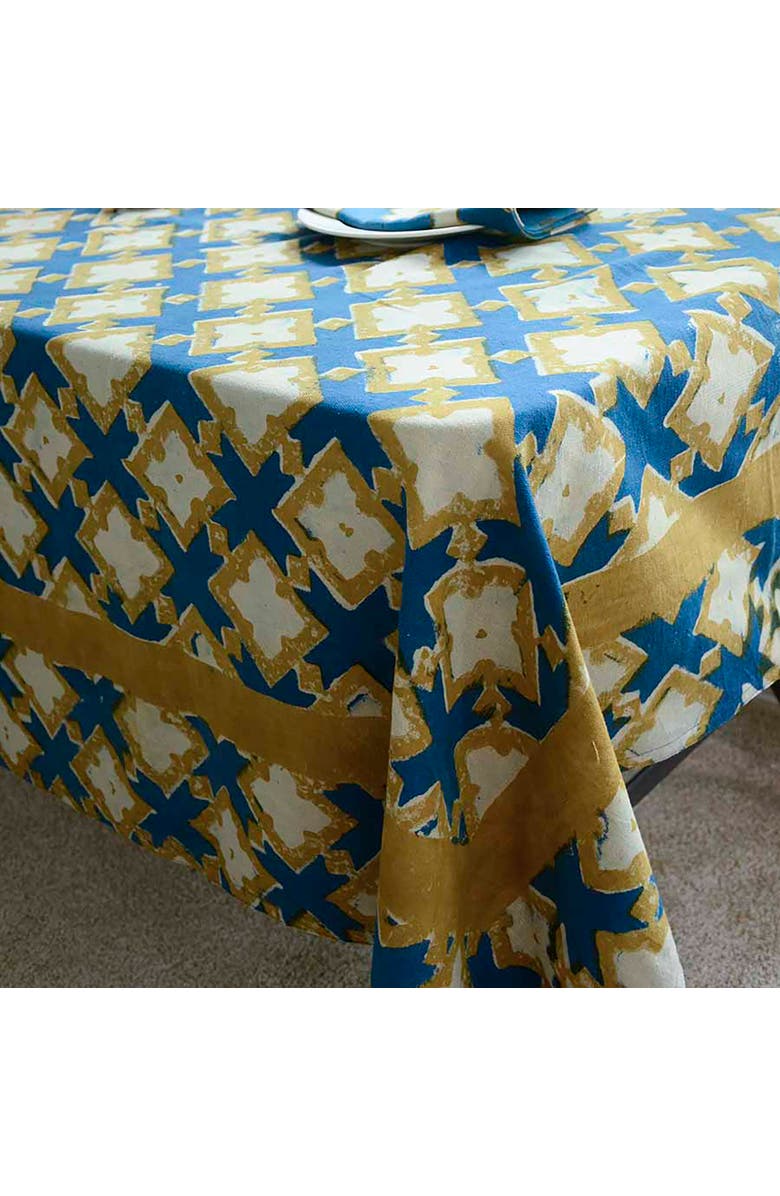Ichcha Boho Organic Cotton Tablecloth, Main, color, Blue