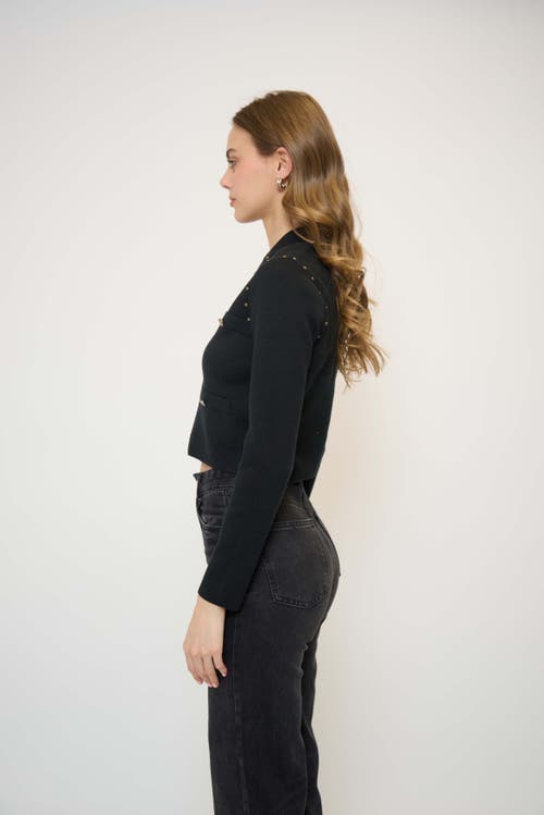 Central Park West Crystal Knit Blazer In Black