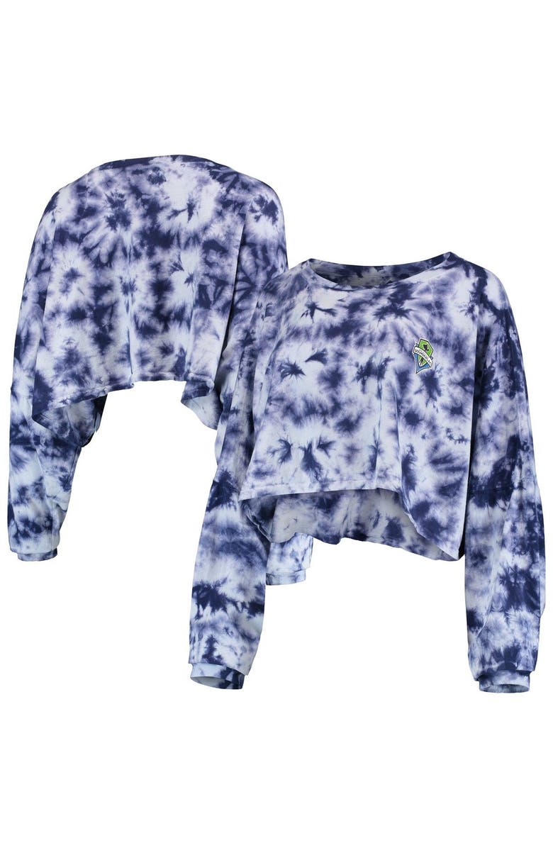 ZOOZATZ Women's ZooZatz Navy Seattle Sounders FC Oversized Cloud-Dye Long Sleeve T-Shirt, Alternate, color, 