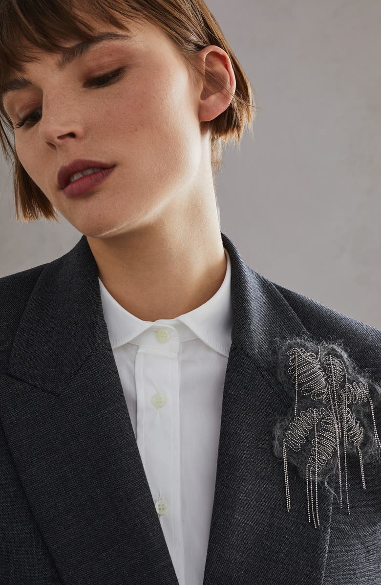 Brunello Cucinelli Sharkskin blazer, Alternate, color, 
