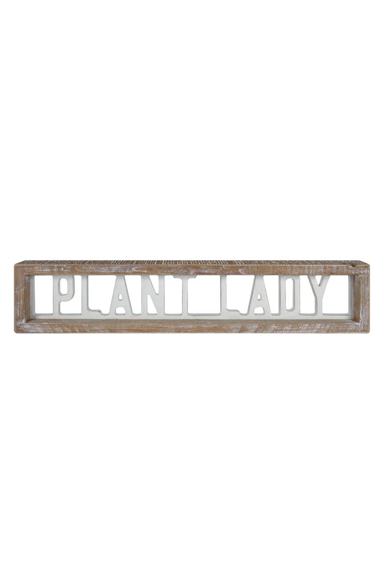 MDF and Wood Cut Out Plant Lady White and Brown for Spring Home Decor, Main, color, Multicolored