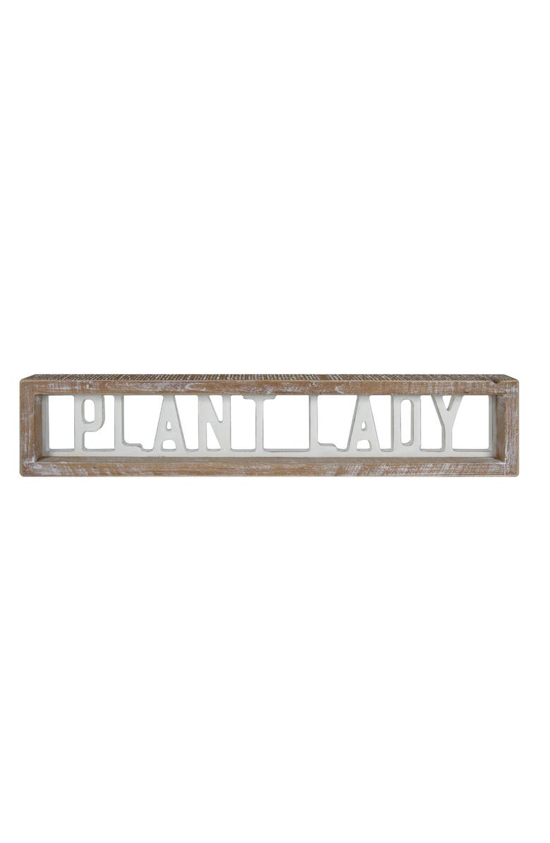 Transpac MDF and Wood Cut Out Plant Lady White and Brown for Spring Home Decor, Main, color, Multicolored