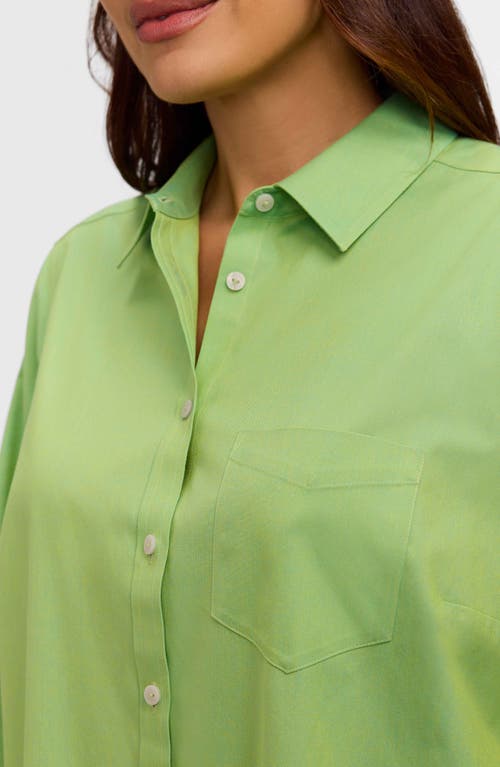 Foxcroft Boyfriend Non-iron Cotton Blouse In Green