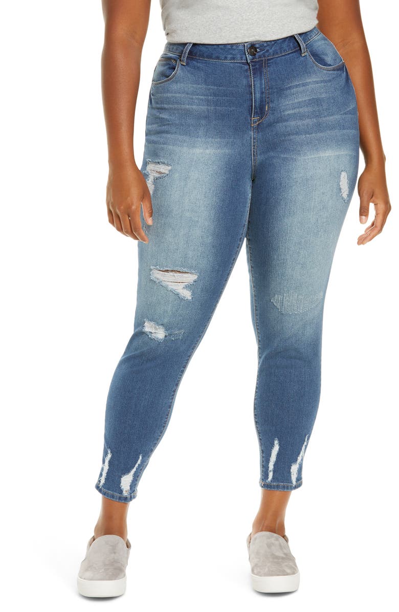 1822 Denim Ripped Skinny Ankle Jeans, Main, color,