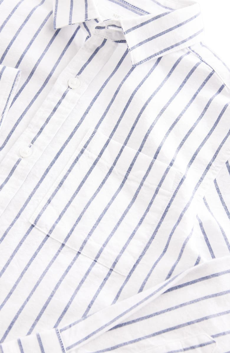 NEXT Kids' Stripe Cotton Oxford Button-Up Shirt, Alternate, color, Blue