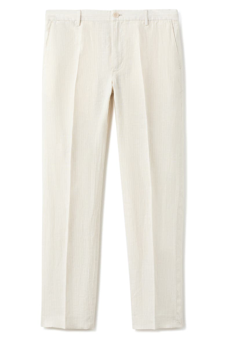Textured Stripe Linen Pants, Alternate, color, ECRU