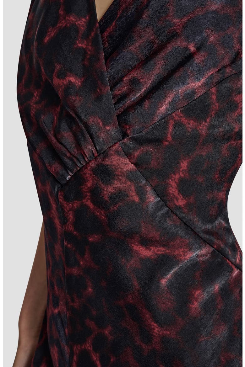 Print Puff Sleeve Satin Midi Dress, Alternate, color, MERLOT CHEETAH