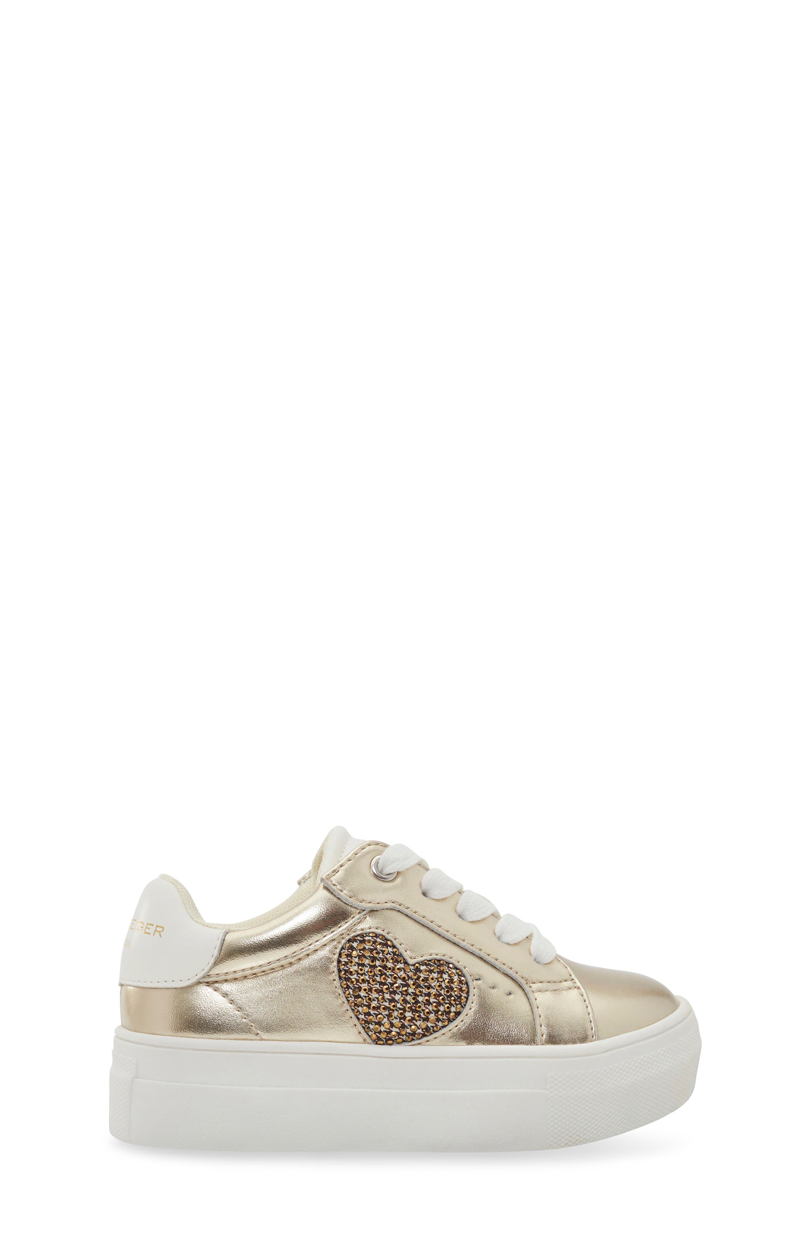 Kurt Geiger London Kids' Mini Luckson Heart Platform Sneaker, Alternate, color, Gold
