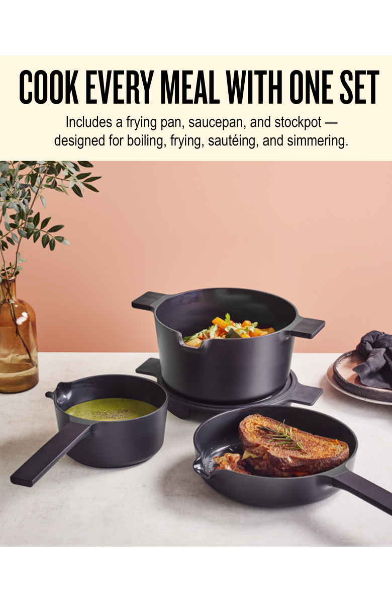 Alva Neat 5-Piece Nesting Ceramic Cookware Set, Alternate, color, Black