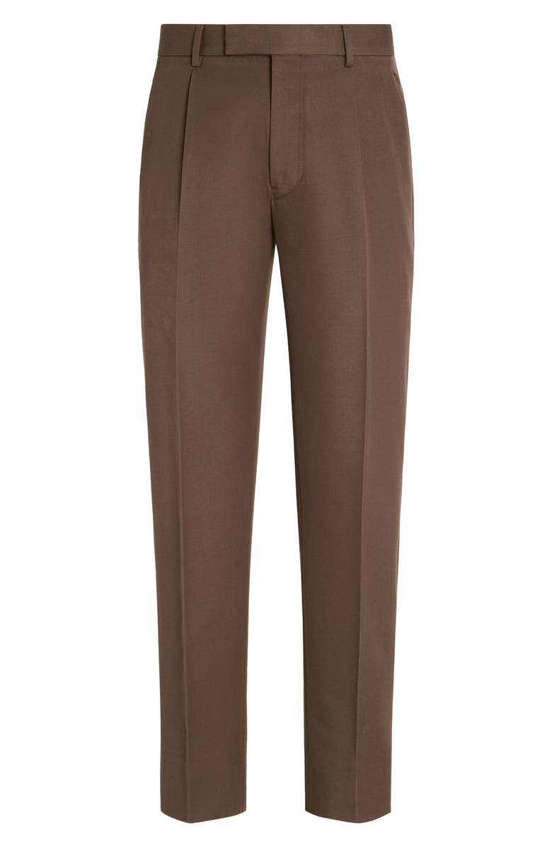 ZEGNA Cotton & Wool Trousers, Alternate, color, Brown