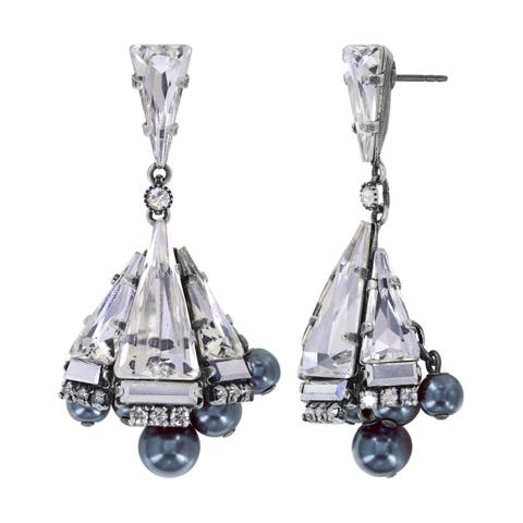 Dangling Spikes and Pearls Stud Earrings
