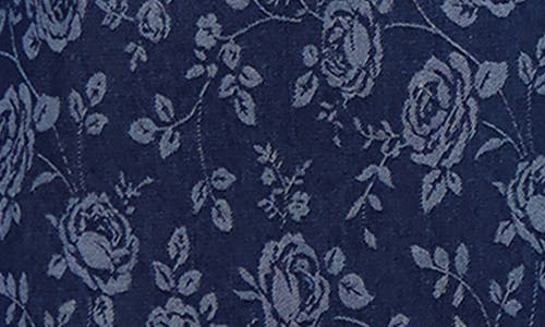 ELIZA J ELIZA J FLORAL JACQUARD BEAD DETAIL DENIM SHIRTDRESS