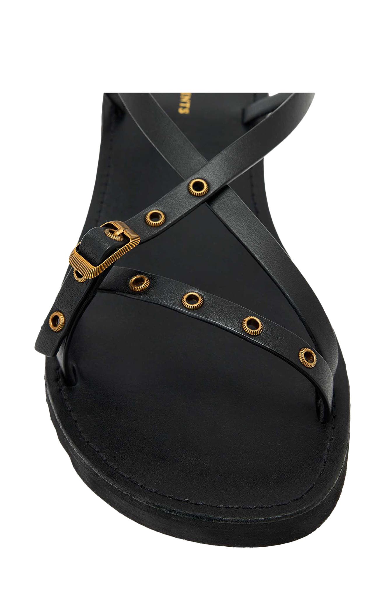AllSaints Tyla Eyelet Ankle Strap Sandal, Alternate, color, Black